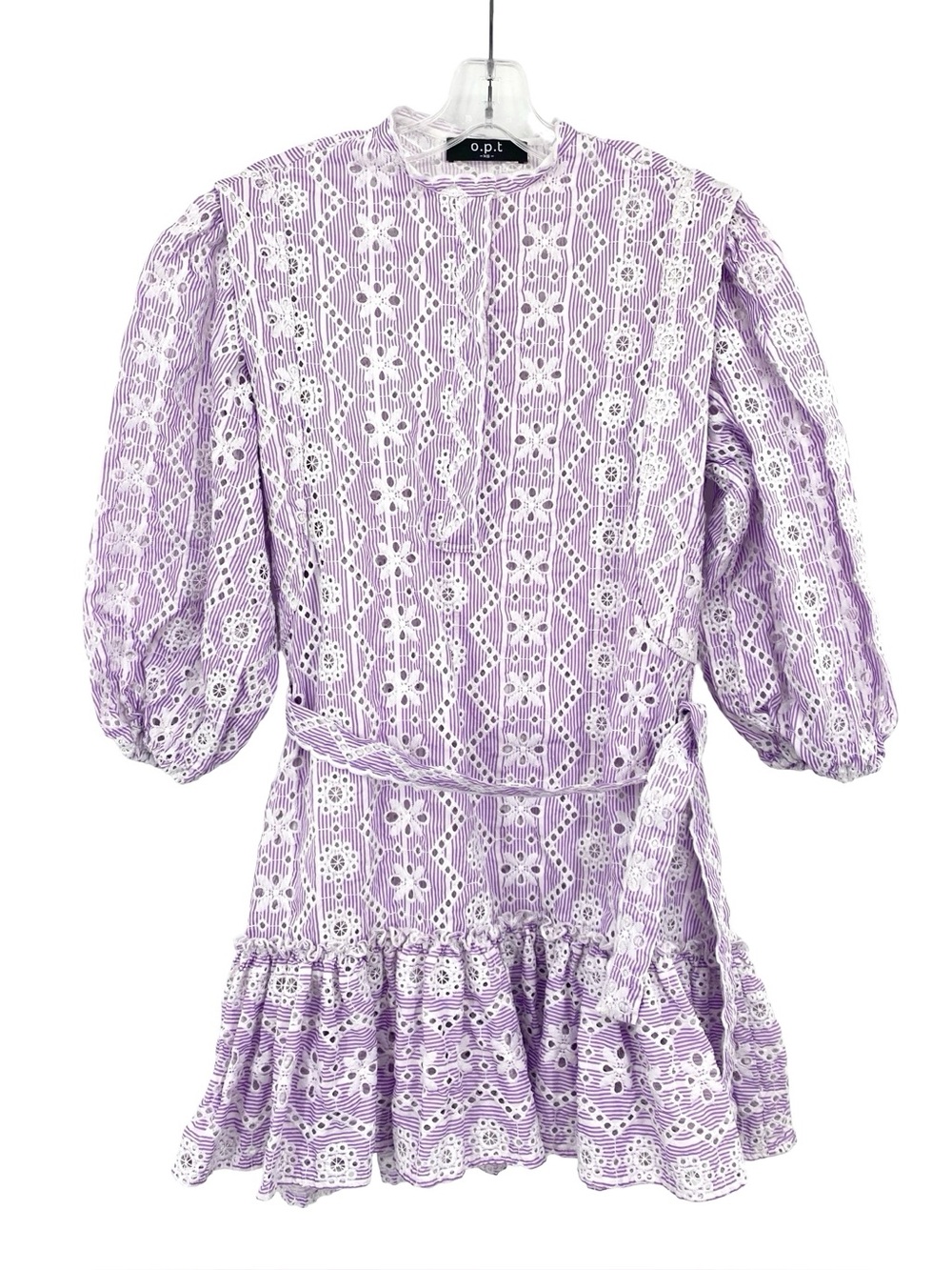 O.P.T. Stratford Eyelet Dress Lavender Mini Cottagecore Cotton Size XS